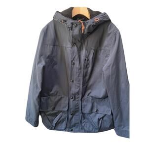 J. Crew Trade & Co. Mens Overcoat Topcoat Wool Lined H20 Repellent Hooded Coat L